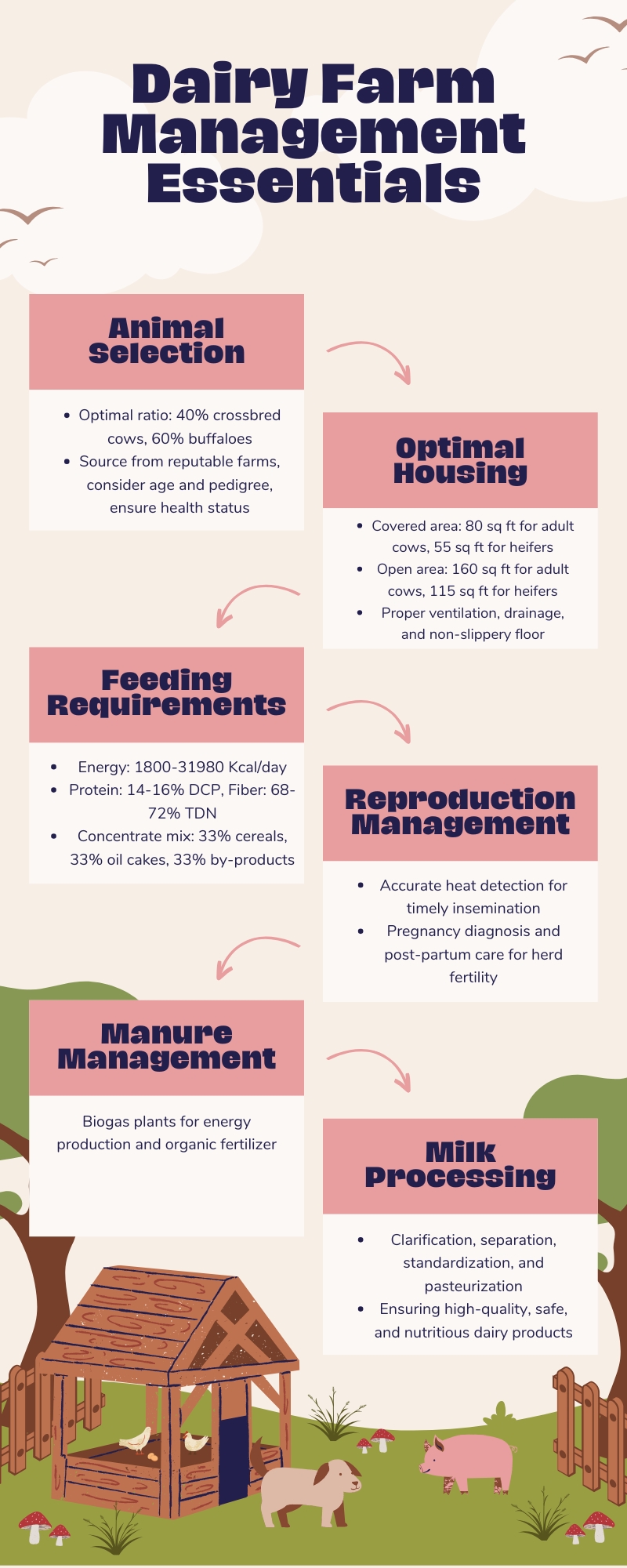 Dairy Farm Management: A Complete Guide to Optimizing Productivity and Profitability Infographic